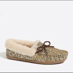 j Crew | Glitter shearling slippers